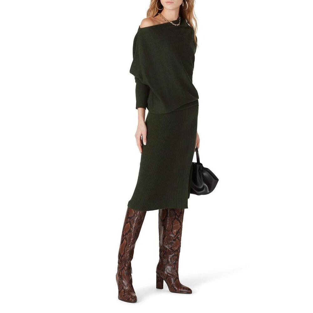 Victor Alfaro x RTR Green Off Shoulder Sweater Dress Size M with Small Hole - Picture 1 of 7